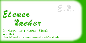 elemer macher business card