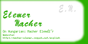 elemer macher business card